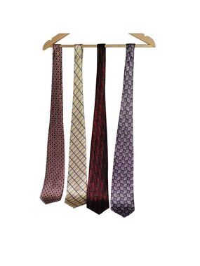 Mens Pierre Cardin NeckTie Lot 4-Piece 100% Silk Geometric Luxury Office